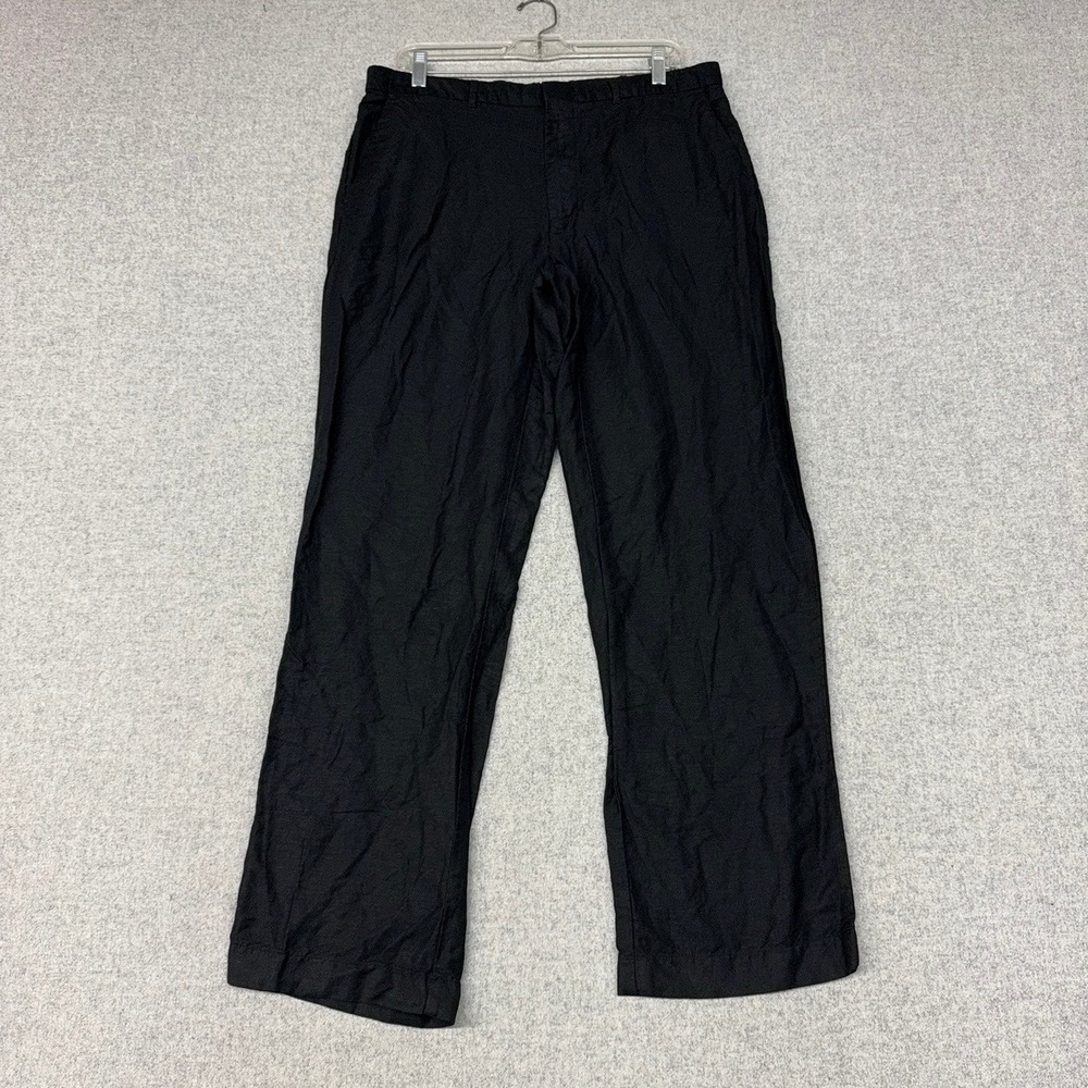 Alfani | Linen Blend Pants | 34x32 | Black | Breathable Casual Straight Leg